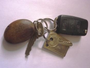 wood on a key ring