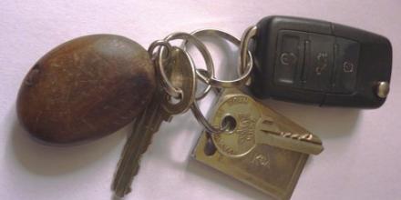 wood on a key ring
